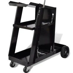 vidaXL Herramientas-Carro de soldadura negro con 3 estantes organizador de taller