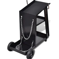 vidaXL Herramientas-Carro de soldadura negro con 3 estantes organizador de taller