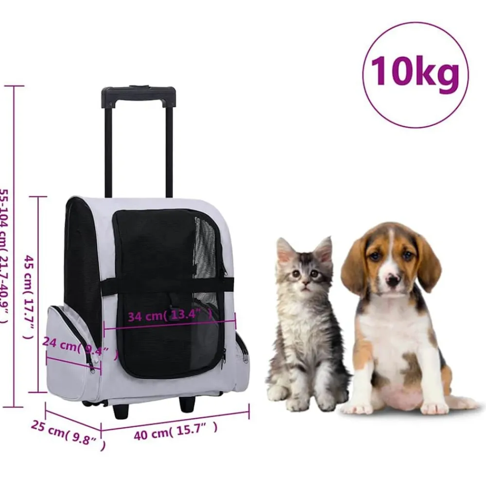 vidaXL Carro plegable para mascotas multiusos Gris Discount