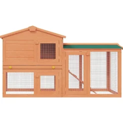 vidaXL Casa de animales grande jaula conejera de madera Marr&oacute;n y verde New