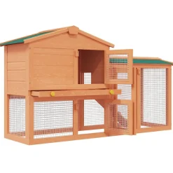 vidaXL Casa de animales grande jaula conejera de madera Marr&oacute;n y verde New