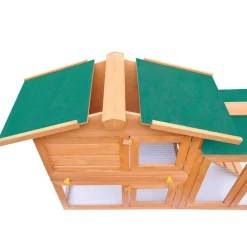 vidaXL Casa de animales grande jaula conejera de madera Marr&oacute;n y verde New