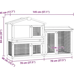vidaXL Casa de animales grande jaula conejera de madera Marr&oacute;n y verde New