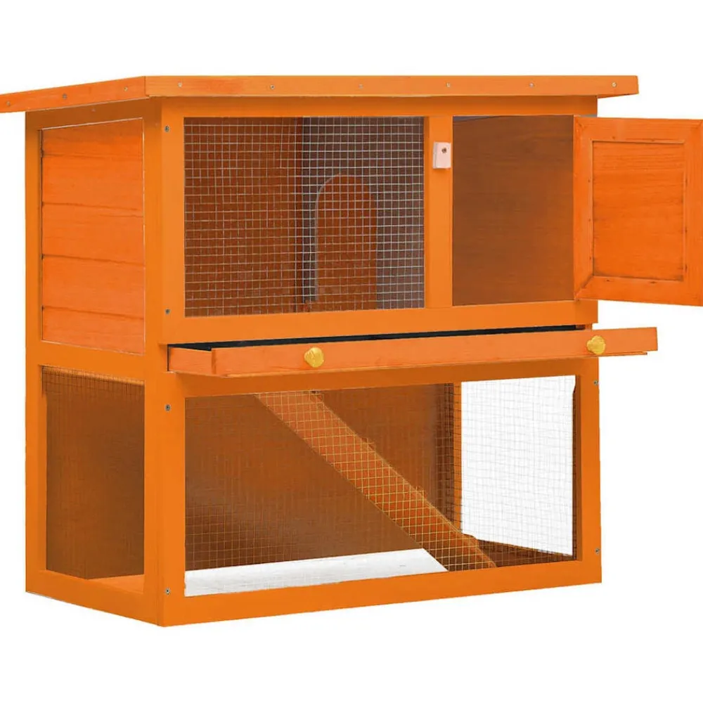 vidaXL Casa de animales pequeños jaula conejera 1 puerta madera Latón Hot