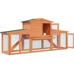 vidaXL Casa de animales pequeños jaula conejera con tejados madera Marr&oacute;n y verde New