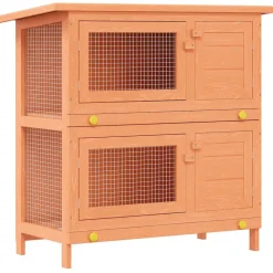 vidaXL Casa de animales pequeños jaula conejera 4 puertas madera Lat&oacute;n Sale