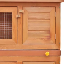 vidaXL Casa de animales pequeños jaula conejera 4 puertas madera Latón Sale