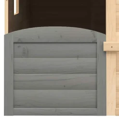 vidaXL Estructuras Para Juegos Al Aire Libre-Casa de juegos con puerta con cierre y macetas madera abeto
