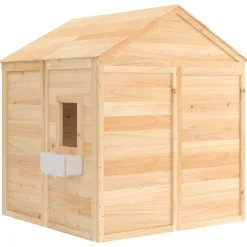 vidaXL Casa de juegos con puerta con cierre y macetas madera abeto Marr&oacute;n Discount