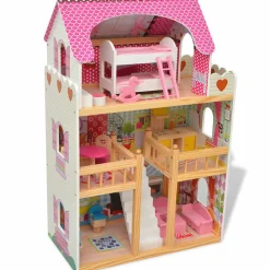 vidaXL Juguetes-Casa de muñecas de 3 pisos madera 60x30x90 cm