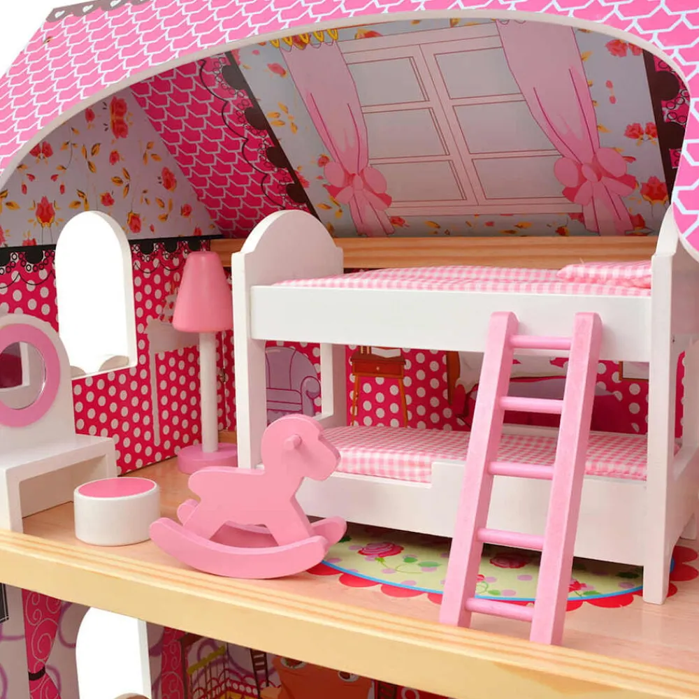 vidaXL Juguetes-Casa de muñecas de 3 pisos madera 60x30x90 cm