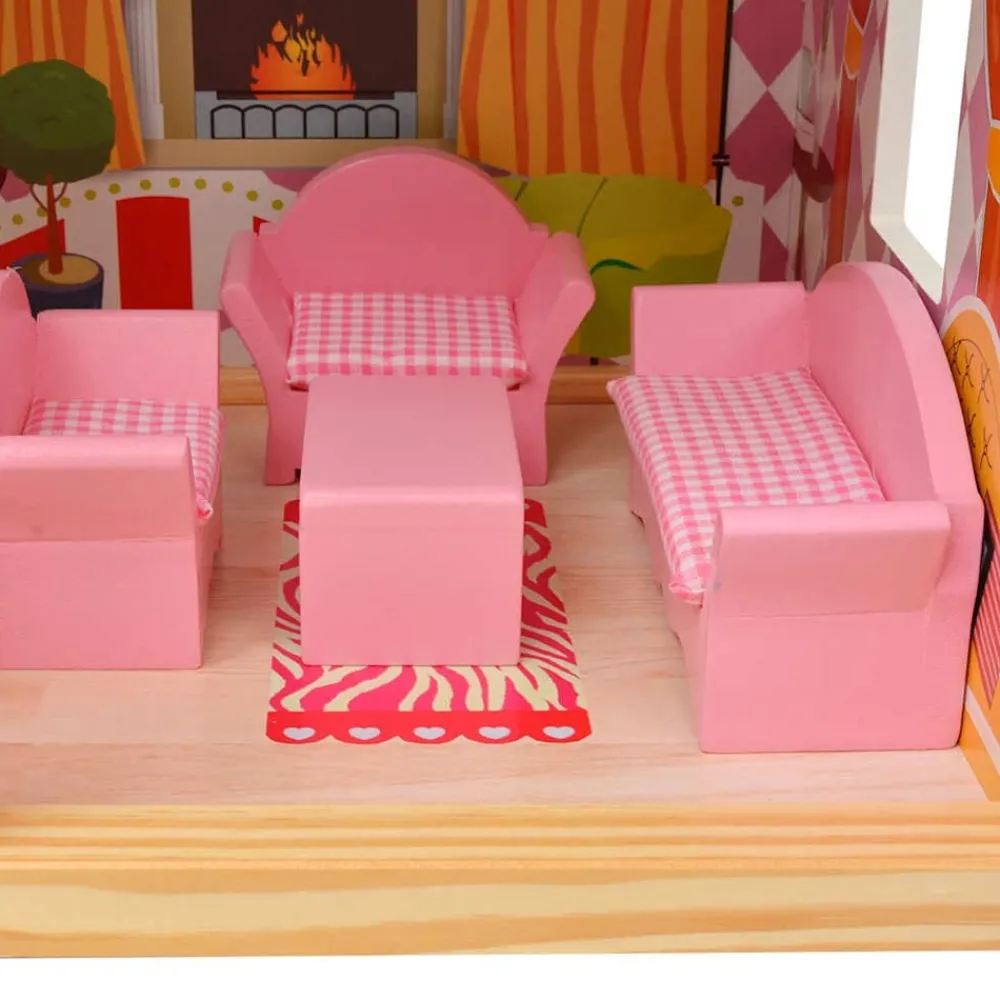 vidaXL Juguetes-Casa de muñecas de 3 pisos madera 60x30x90 cm