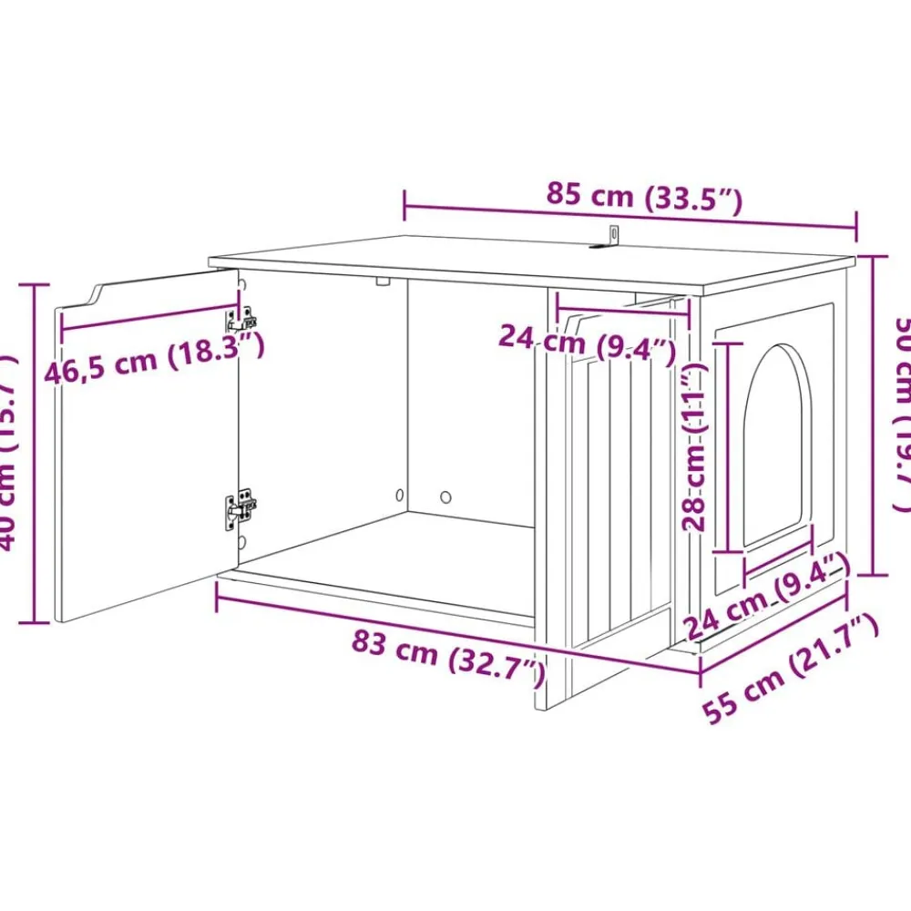 vidaXL Productos Para Mascotas-Casa para Gatos 85 x 55 x 50,5 cm Madera de ingeniería