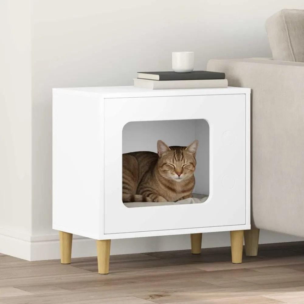 vidaXL Productos Para Mascotas-Casa para Gatos 51 x 30 x 52 cm Madera de ingeniería
