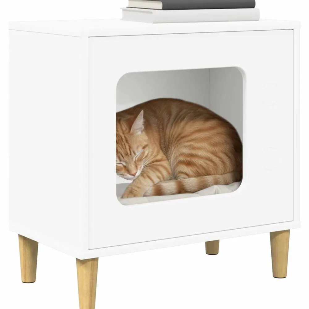 vidaXL Productos Para Mascotas-Casa para Gatos 51 x 30 x 52 cm Madera de ingeniería