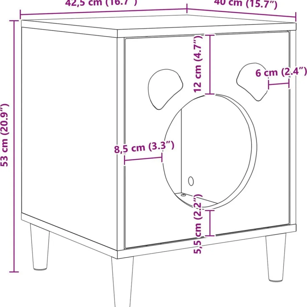 vidaXL Productos Para Mascotas-Casa para Gatos 42,5 x 40 x 53 cm Madera de ingeniería