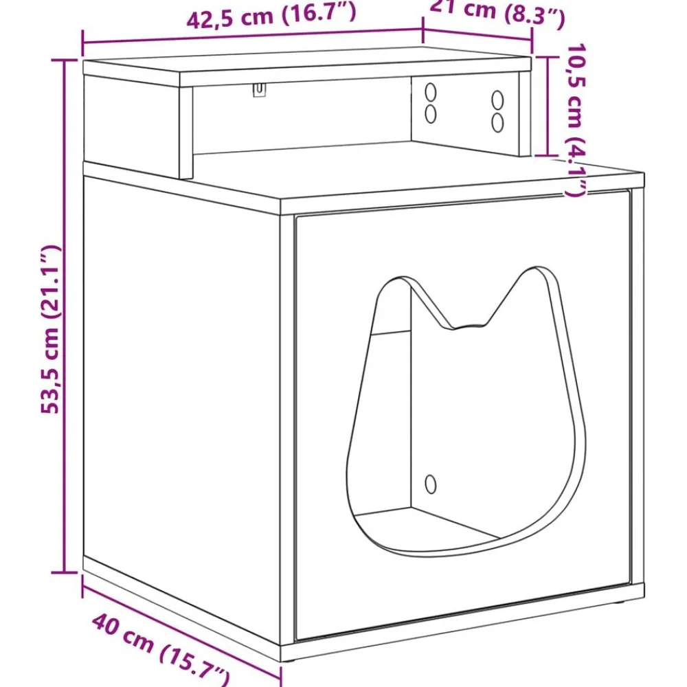 vidaXL Productos Para Mascotas-Casa para Gatos 42,5 x 40 x 53,5 cm