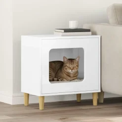 vidaXL Casa para Gatos 51 x 30 x 52 cm Madera de ingeniería brillante Online