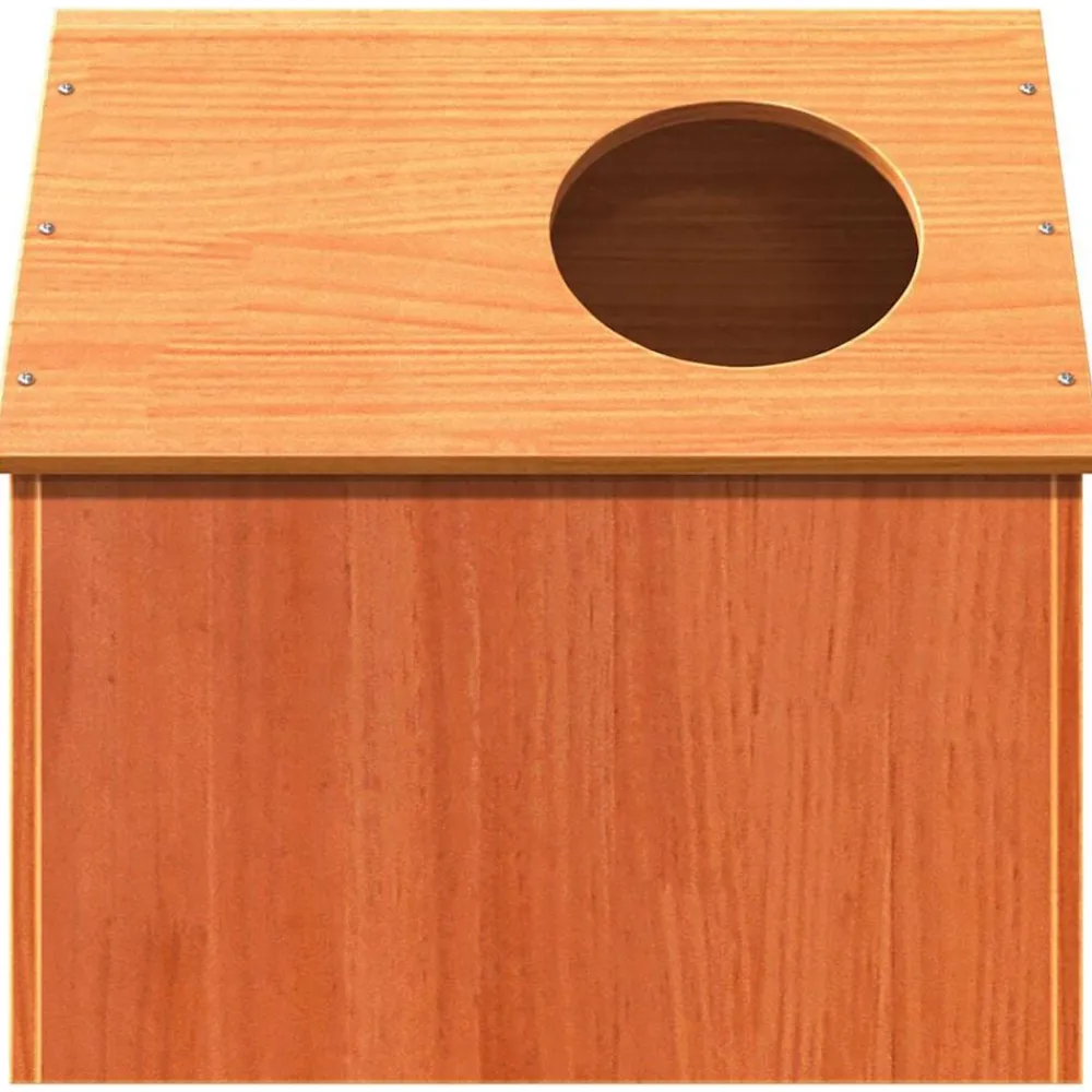 vidaXL Productos Para Mascotas-Casa para gatos cera marrón 41x50x50 cm madera maciza pino