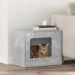 vidaXL Casa para Gatos Concreto 51 x 30 x 42,5 cm Madera de ingeniería Gris hormig&oacute;n New