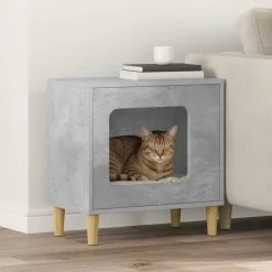 vidaXL Casa para Gatos Concreto 51 x 30 x 52 cm Madera de ingeniería Gris hormig&oacute;n Online