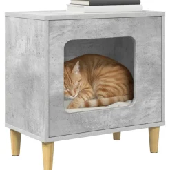 vidaXL Casa para Gatos Concreto 51 x 30 x 52 cm Madera de ingeniería Gris hormig&oacute;n Online