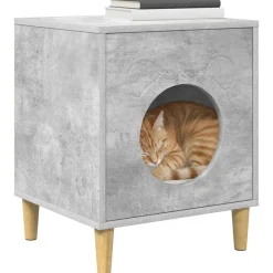 vidaXL Casa para Gatos Concreto 42,5 x 40 x 53 cm Madera de ingeniería Gris hormig&oacute;n Outlet