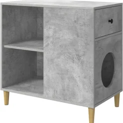 vidaXL Casa para Gatos Concreto 72 x 42.5 x 70 cm Madera de ingeniería Gris hormig&oacute;n