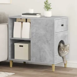 vidaXL Casa para Gatos Concreto 72 x 42.5 x 70 cm Madera de ingeniería Gris hormig&oacute;n