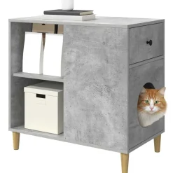 vidaXL Casa para Gatos Concreto 72 x 42.5 x 70 cm Madera de ingeniería Gris hormig&oacute;n