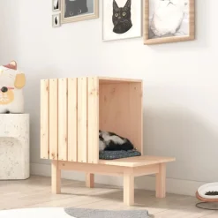 vidaXL Productos Para Mascotas-Casa para gatos de madera maciza de pino 60x36x60 cm