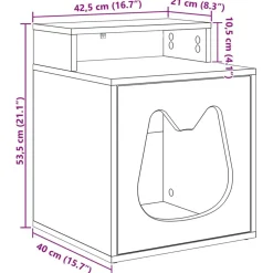 vidaXL Casa para Gatos 42,5 x 40 x 53,5 cm Gris sonoma Best