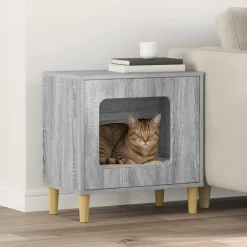 vidaXL Casa para Gatos 51 x 30 x 52 cm Gris sonoma Sale