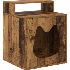 vidaXL Casa para Gatos Madera vieja 42,5 x 40 x 53,5 cm Madera envejecida Outlet