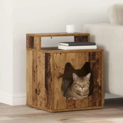 vidaXL Casa para Gatos Madera vieja 42,5 x 40 x 53,5 cm Madera envejecida Outlet