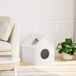 vidaXL Productos Para Mascotas-Casa para gatos madera maciza pino blanca 41x50x50 cm