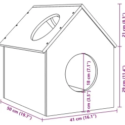 vidaXL Productos Para Mascotas-Casa para gatos madera maciza pino blanca 41x50x50 cm
