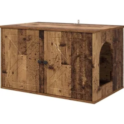 vidaXL Casa para Gatos Madera vieja 85 x 55 x 50 cm Madera envejecida New