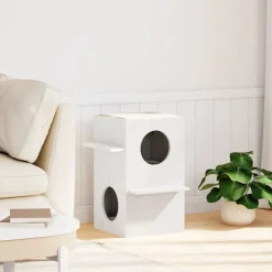 vidaXL Productos Para Mascotas-Casa para gatos madera maciza pino blanca 43x43x60 cm