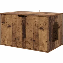 vidaXL Casa para Gatos Madera vieja 85 x 55 x 50,5 cm Madera envejecida Hot