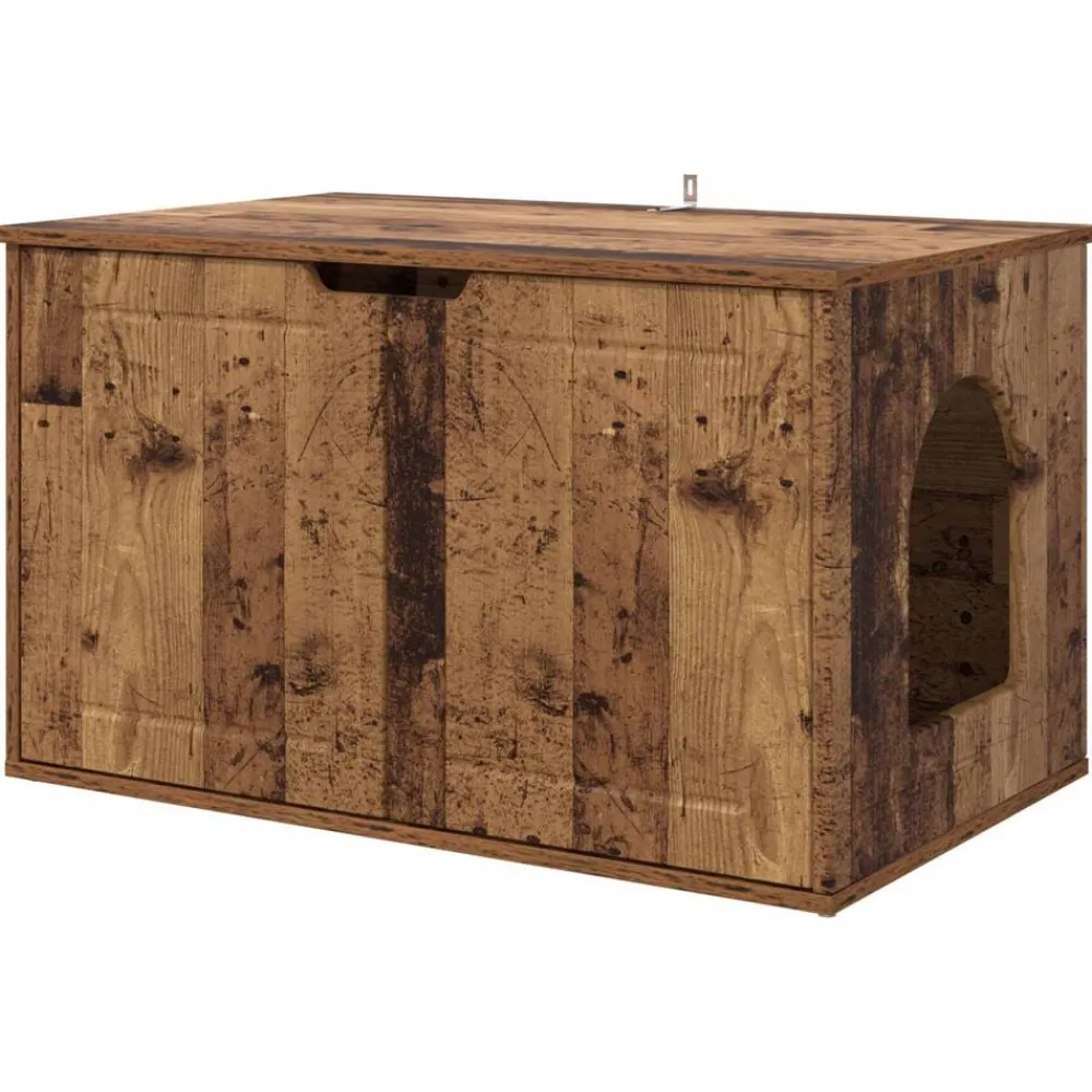vidaXL Casa para Gatos Madera vieja 85 x 55 x 50,5 cm Madera envejecida Hot