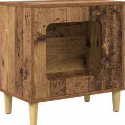 vidaXL Casa para Gatos Madera vieja 51 x 30 x 52 cm Madera envejecida Online
