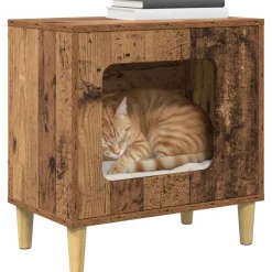 vidaXL Casa para Gatos Madera vieja 51 x 30 x 52 cm Madera envejecida Online