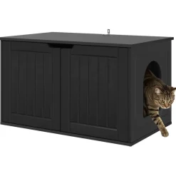 vidaXL Casa para Gatos 85 x 55 x 50,5 cm Madera de ingeniería Negro Best