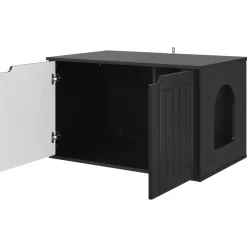 vidaXL Casa para Gatos 85 x 55 x 50,5 cm Madera de ingeniería Negro Best