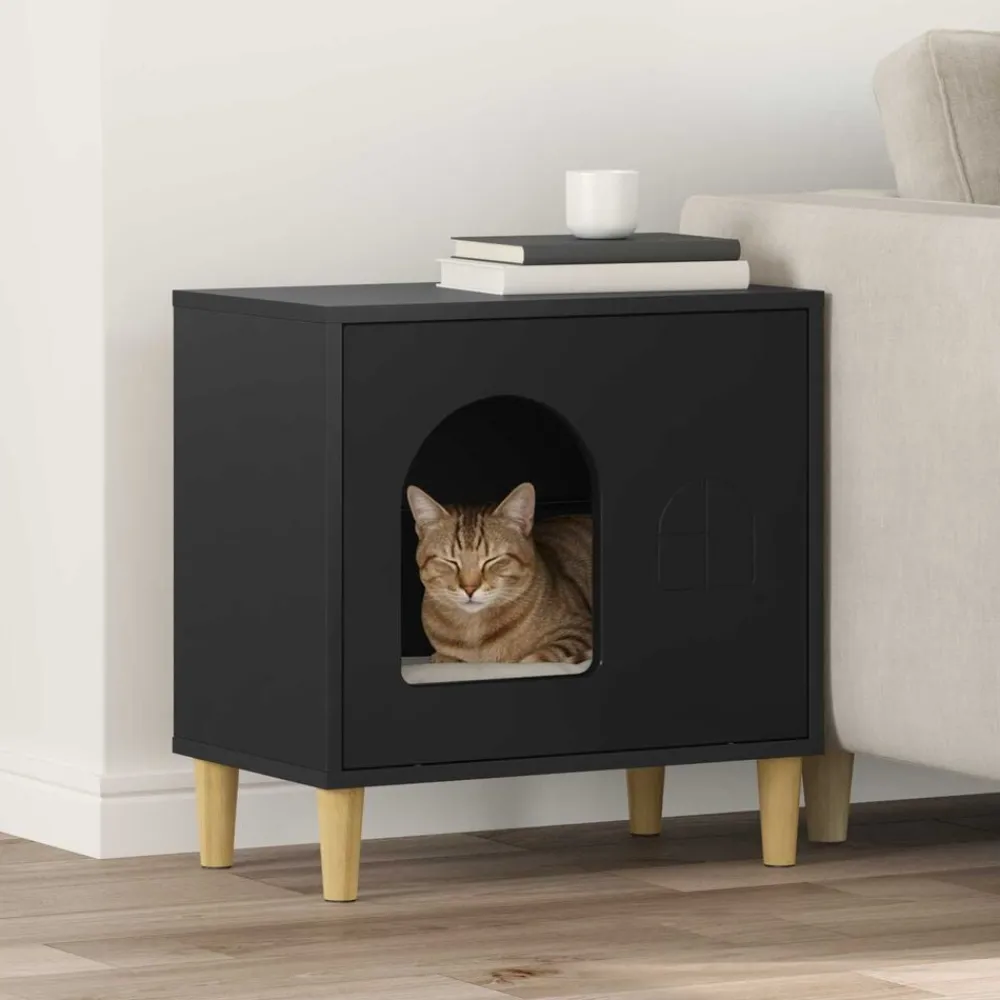 vidaXL Productos Para Mascotas-Casa para Gatos 51 x 30 x 52 cm Madera de ingeniería