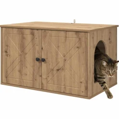 vidaXL Casa para Gatos Roble Artesanal 85 x 55 x 50 cm Roble artisan Hot