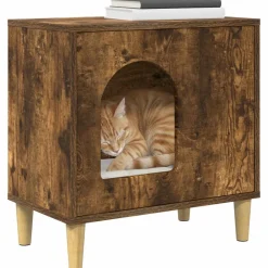 vidaXL Casa para Gatos 51 x 30 x 52 cm Roble ahumado Sale