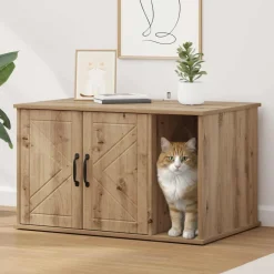 vidaXL Productos Para Mascotas-Casa para Gatos Roble Artesanal 85 x 55 x 50 cm