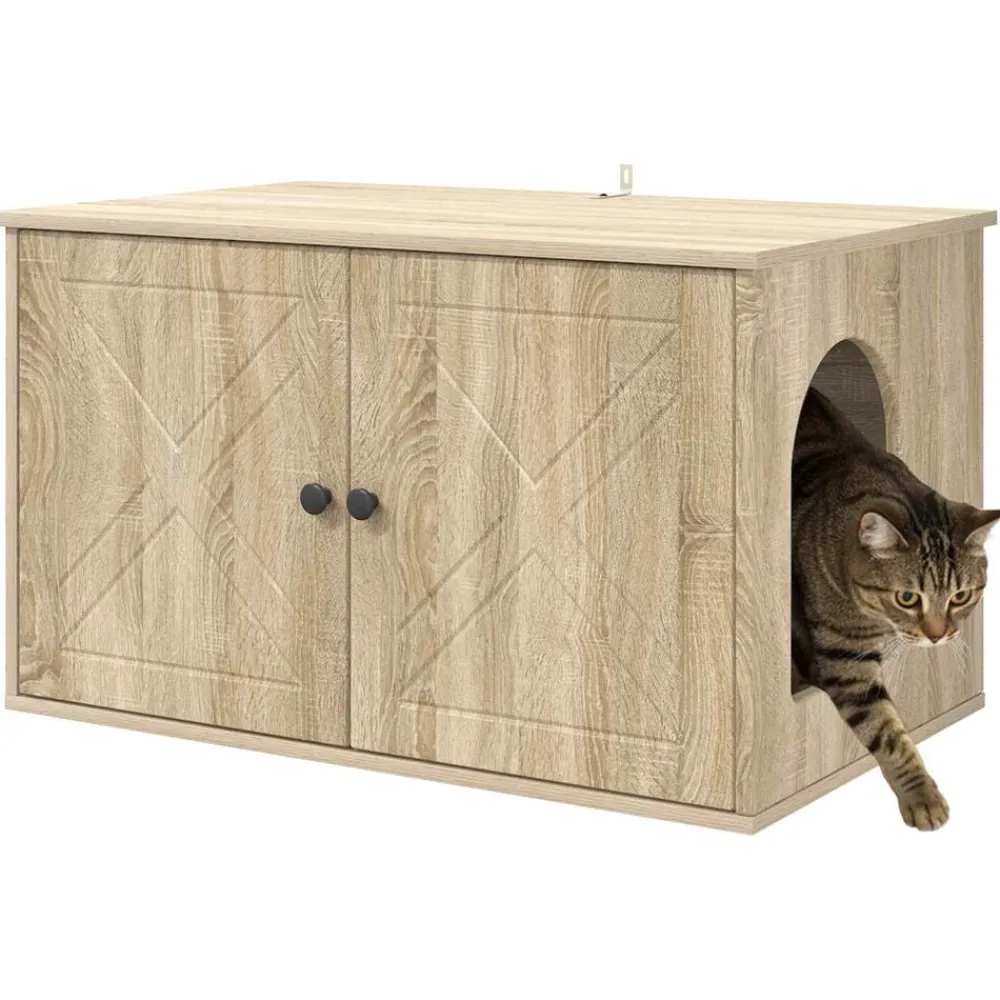 vidaXL Casa para Gatos Sonoma 85 x 55 x 50,5 cm Madera de ingeniería Roble Sonoma Outlet